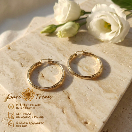 Cercei rotunzi Aurea Twist, aur 18K, 4 cm | SaraTremo [2]