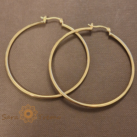 Cercei rotunzi "Stralucire Clasica" 5 cm, placati cu aur [1]