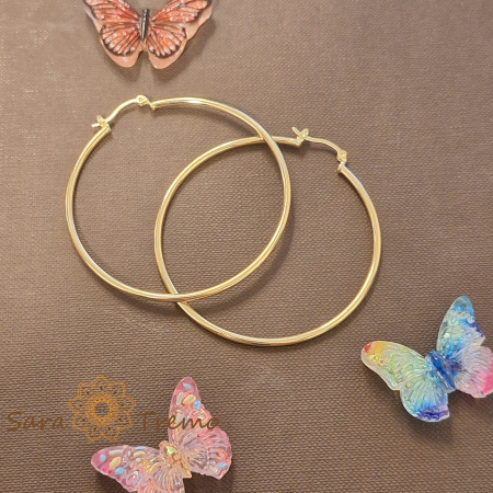 Cercei rotunzi "Stralucire Clasica" 5 cm, placati cu aur [5]