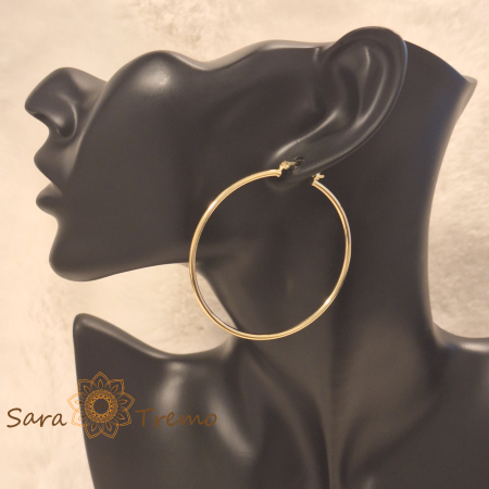 Bijuterii placate cu aur - Cercei rotunzi "Stralucire Clasica" 5 cm, placati cu aur