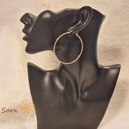 Cercei rotunzi "Stralucire Clasica" 5 cm, placati cu aur [2]