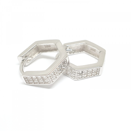 Cercei hexagonali din argint 1.4 cm French Fashion [3]