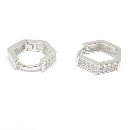 Cercei hexagonali din argint 1.4 cm French Fashion [1]