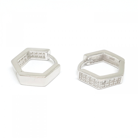 Cercei hexagonali din argint 1.4 cm French Fashion [2]