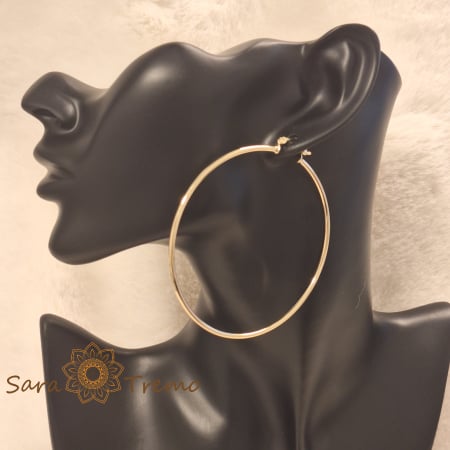 Bijuterii placate cu aur - Cercei rotunzi "Magia Aurului" 7 cm, placati cu aur 18K