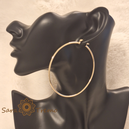 Cercei rotunzi - Cercei rotunzi Magie Aurie 6.5 cm, placati cu aur 18K