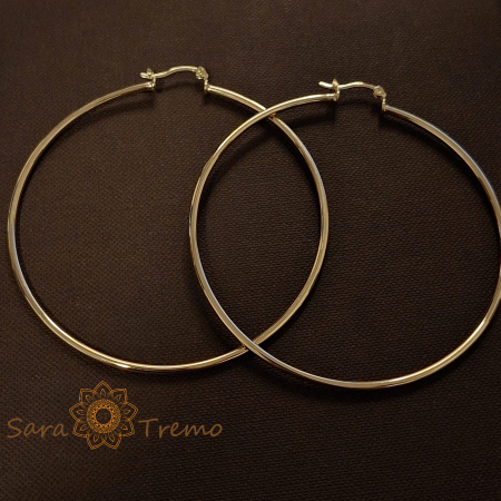 Cercei rotunzi Magie Aurie 6.5 cm, placati cu aur 18K [1]