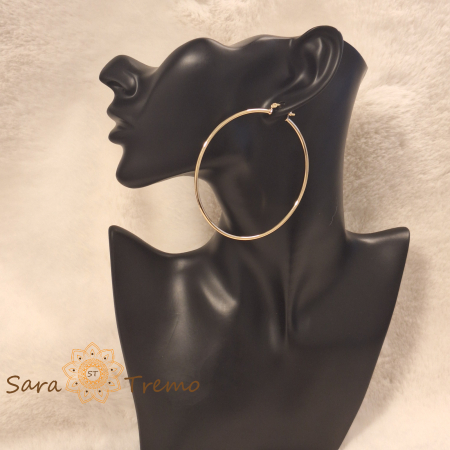 Cercei rotunzi Magie Aurie 6.5 cm, placati cu aur 18K [2]