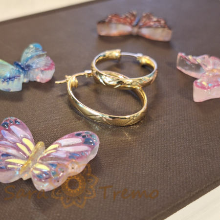 Cercei ovali, 3.5 cm – Suprafață exterioară gravată elegant cu model geometric [2]