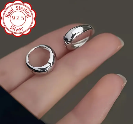 Cercei din argint - Cercei rotunzi din argint 925 – model clasic lucios