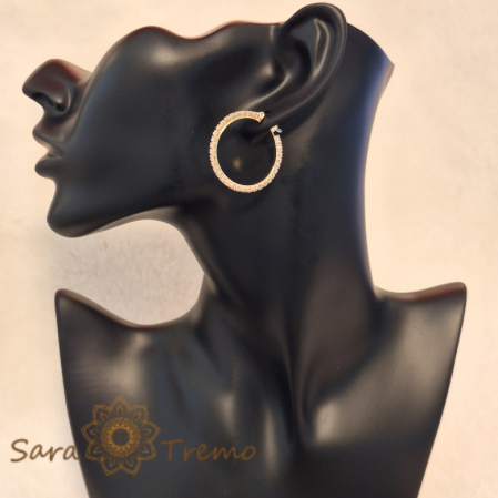 Cercei Rotunzi Luxury Placați cu Cristale Zirconia - Coroană Regală, Diametru 3 cm [3]