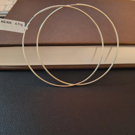 Cercei rotunzi mari tip creole din argint diametru larg - 8 cm [9]