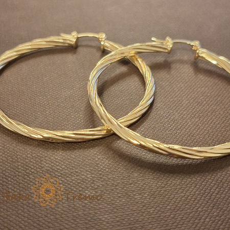 Cercei rotunzi "Aur Impletit" 5 cm, placati cu aur 18K [3]
