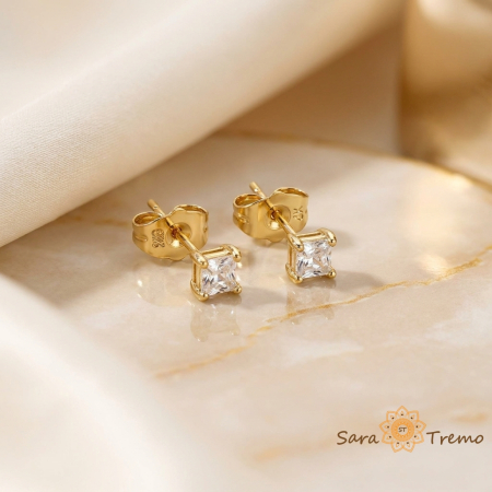 Cercei - Cercei Claritate Fina – Cercei placati cu 3 straturi de aur 14K, zirconia transparenta