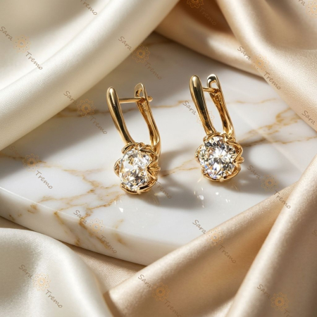 Cercei - Cercei Lumina Diamantului Regal – Cercei placați 14K