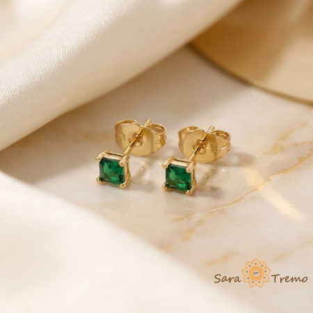 Cercei - Cercei Smarald Fin – Cercei placati cu 3 straturi de aur 14K, zirconia tip smarald