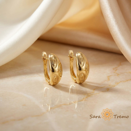 Cercei - Cercei Aura Regala – Cercei placati cu 3 straturi de aur 14K, 1.5 cm