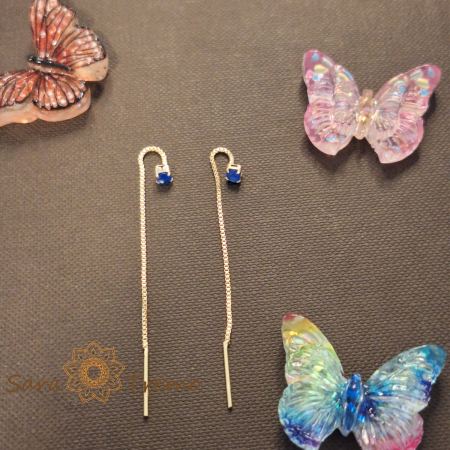 Cercei Indigo Line – Cristal indigo 6 cm placati aur 18K Brazilia [5]