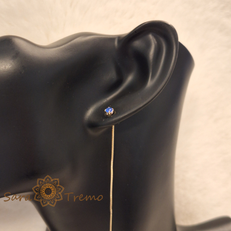 Cercei Indigo Line – Cristal indigo 6 cm placati aur 18K Brazilia [4]