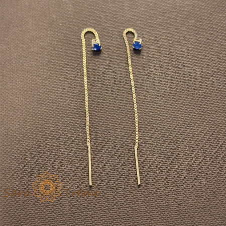 Cercei Indigo Line – Cristal indigo 6 cm placati aur 18K Brazilia [1]