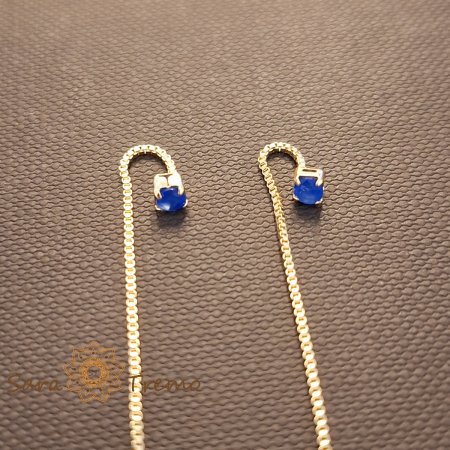 Cercei Indigo Line – Cristal indigo 6 cm placati aur 18K Brazilia [3]
