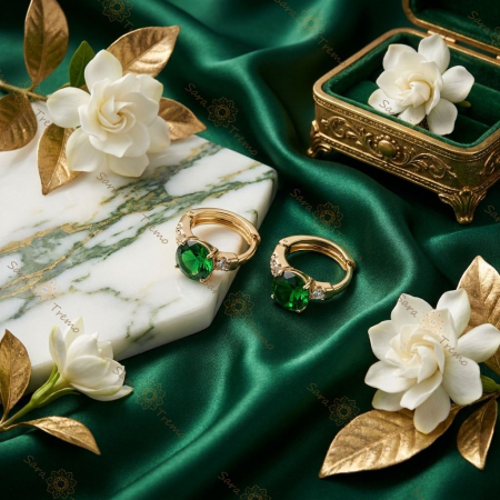 Cercei Smaraldul Regal – Cercei placați 14K [1]