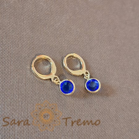 Cercei - Cercei eleganți cu cristal zirconia indigo, 2 cm