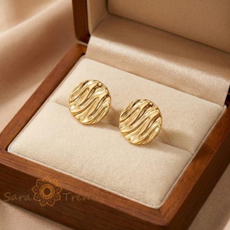 Cercei - Cercei Valuri de Aur – Cercei cu tija placati 18K Brazilia