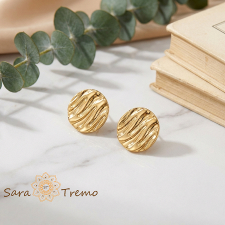 Cercei Valuri de Aur – Cercei cu tija placati 18K Brazilia [1]