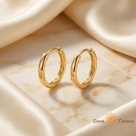 Cercei - Cercei Cercul Luminii – Cercei Rotunzi placati cu 3 straturi de aur 14K, 1.5 cm