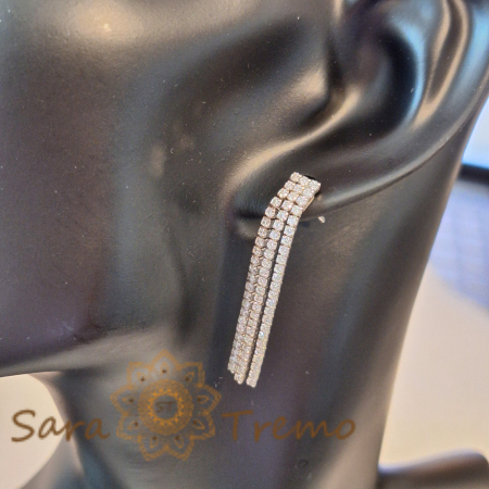 Cercei Tennis Triplu Lant Argint 925 & Zirconia - Refined Thai [2]