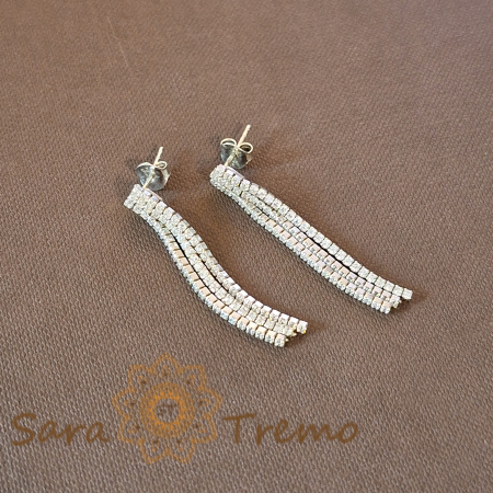 Cercei Tennis Triplu Lant Argint 925 & Zirconia - Refined Thai [0]