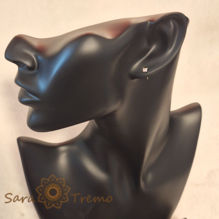 Cercei Unisex Argint 925 cu Cristal Zirconia Alb Pătrat [1]