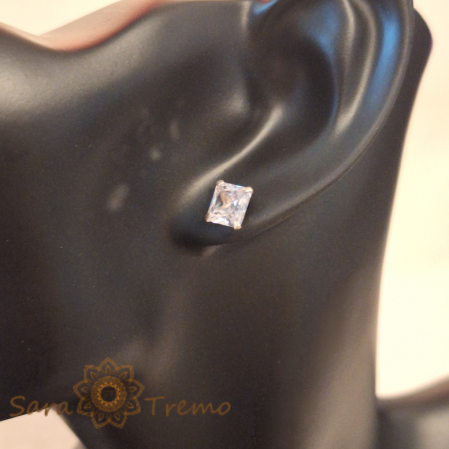 Cercei Unisex Argint 925 cu Cristal Zirconia Alb Pătrat [3]