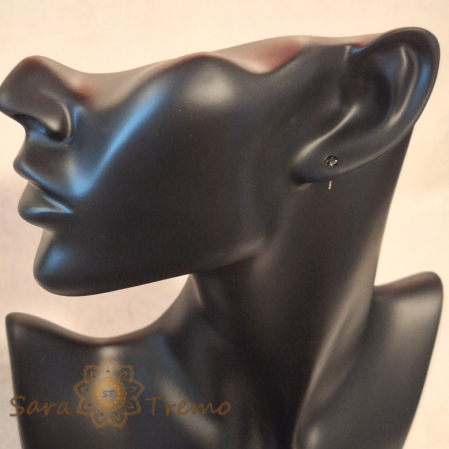 Cercei Unisex Argint 925 cu Cristal Zirconia Negru Rotund [1]