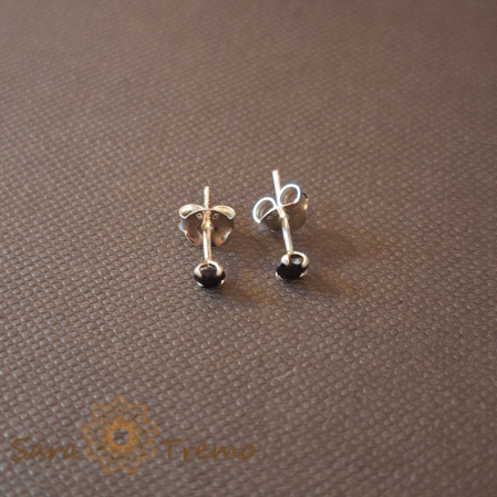 Cercei Unisex Argint 925 cu Cristal Zirconia Negru Rotund [0]