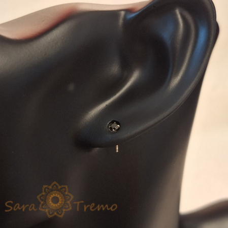 Cercei Unisex Argint 925 cu Cristal Zirconia Negru Rotund [3]