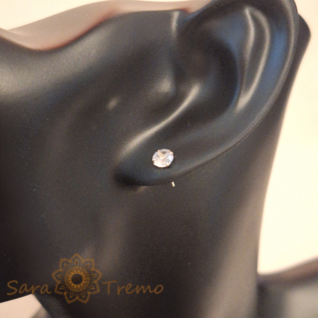 Cercei Unisex cu Cristal Zirconia Alb - Argint 925, 5 mm [2]