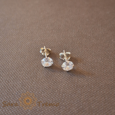 Cercei Unisex cu Cristal Zirconia Alb - Argint 925, 5 mm [0]