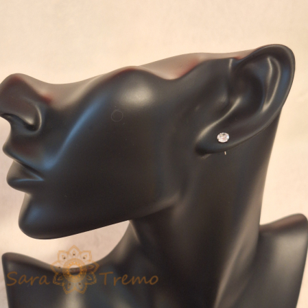 Cercei Unisex cu Cristal Zirconia Alb - Argint 925, 5 mm [1]