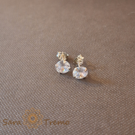 Cercei Unisex cu Cristal Zirconia Alb - Argint 925, 6 mm [0]