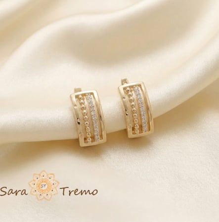 Cercei - Cercei Gardianul Luminii – Cercei creole mici placati 14K cu zirconia