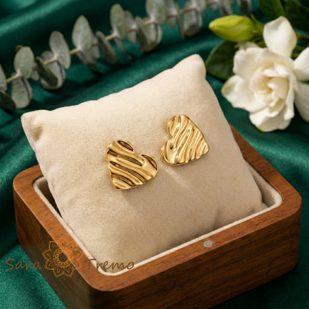 Cercei Inima de Aur – Cercei cu tija placati 18K Brazilia [1]