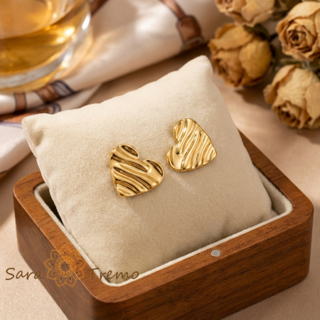 Cercei - Cercei Inima de Aur – Cercei cu tija placati 18K Brazilia