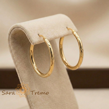 Bijuterii placate cu aur - Cercei Ovalul Clasic – Cercei tip oval placati 18K Brazilia, 3.5 cm