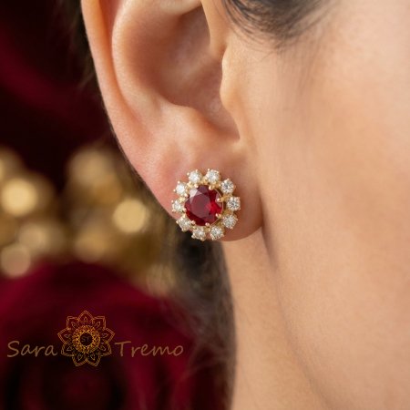 Cercei Regina Rubinie – Cercei cu tijă placați 18K Brazilia [1]