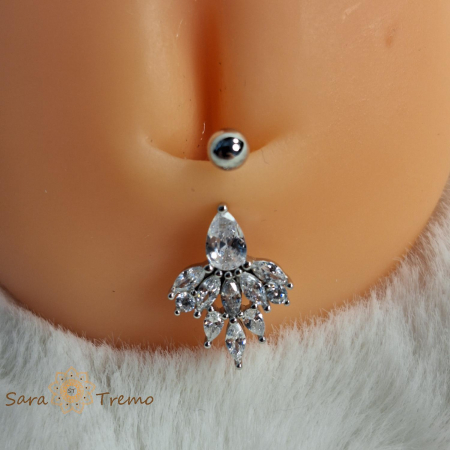 Piercinguri pentru buric - Cercel de buric din argint - model floral