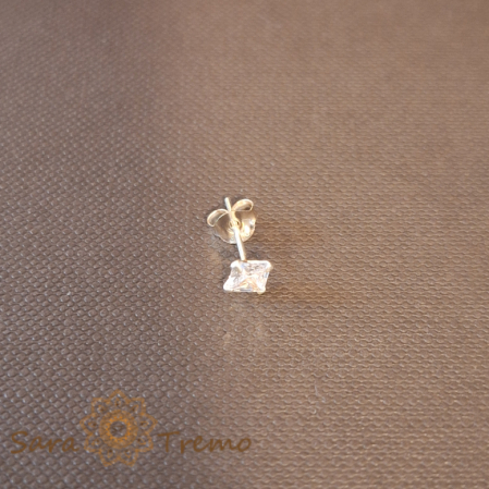 Piercinguri - Cercel Unisex Argint 925 cu Cristal Zirconia Alb Pătrat