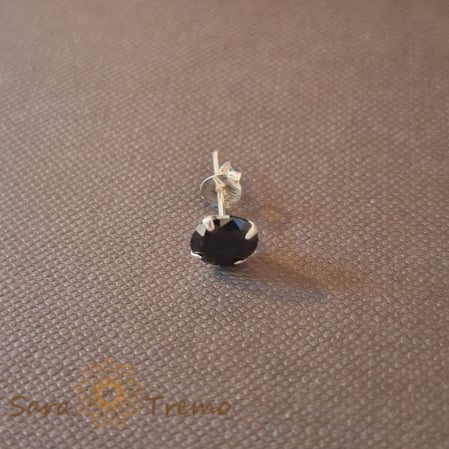 Piercinguri - Cercel Unisex Argint 925 cu Cristal Zirconia Negru Rotund