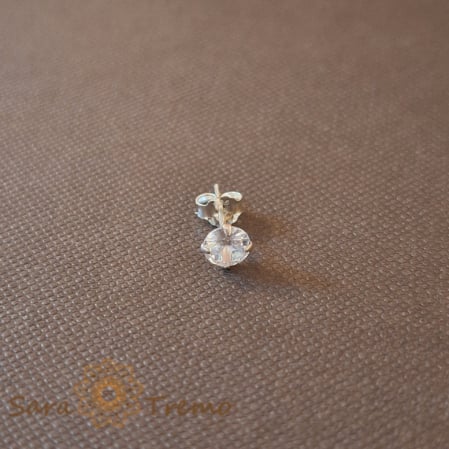 Piercing pentru ureche - Cercel Unisex cu Cristal Zirconia Alb - Argint 925, 5 mm